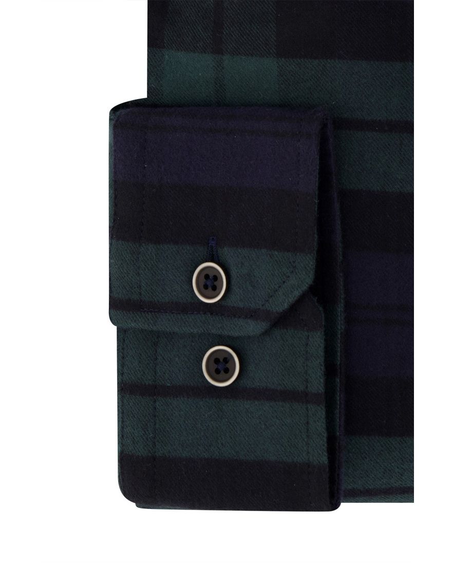 Portofino casual overhemd wijde fit donkerblauw geruit katoen flannel