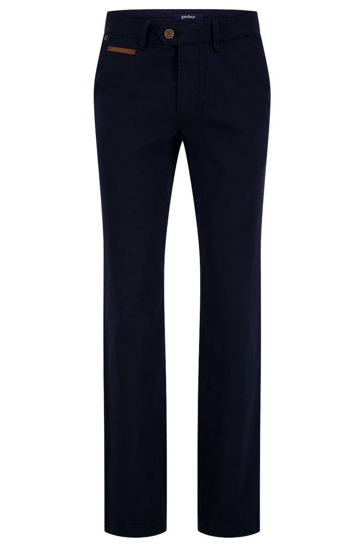 Gardeur katoenen broek Benny donkerblauw effen katoen-stretch