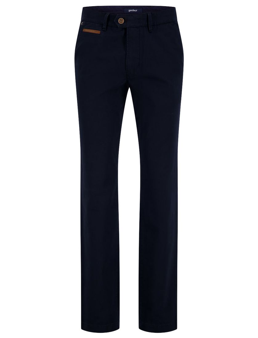 Gardeur katoenen broek Benny donkerblauw effen katoen-stretch