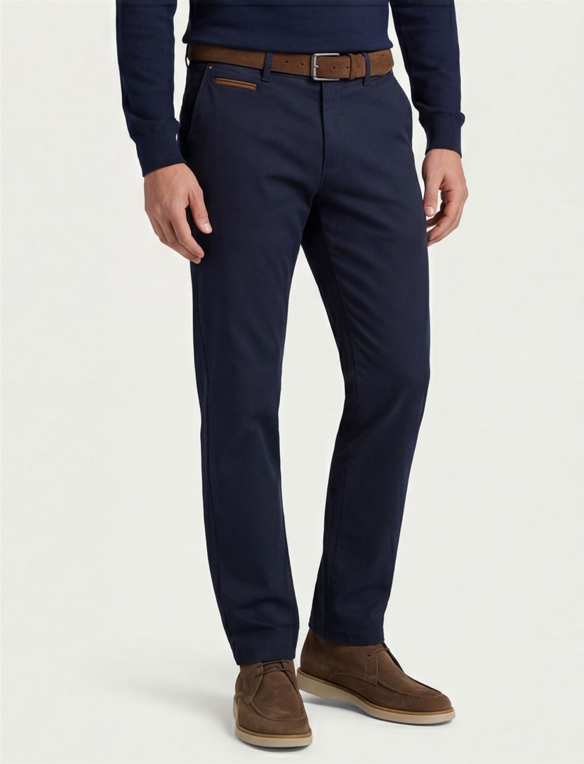 Gardeur katoenen broek Benny donkerblauw effen katoen-stretch