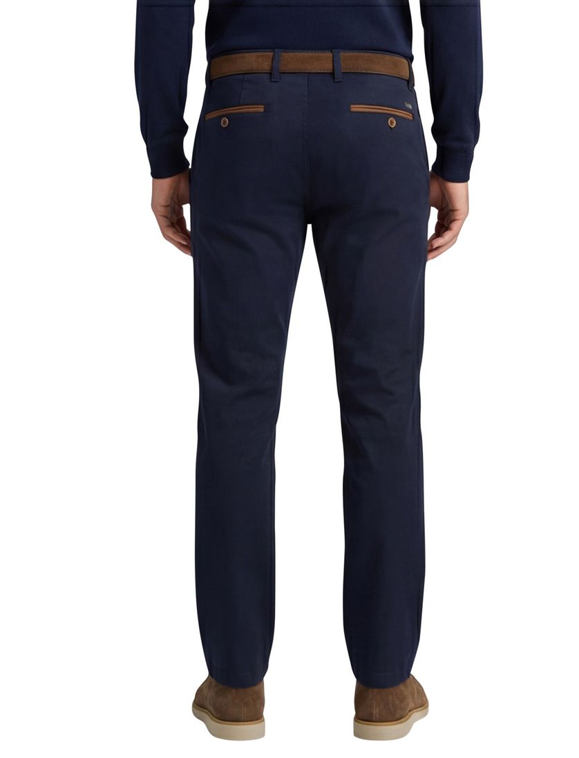 Gardeur katoenen broek Benny donkerblauw effen katoen-stretch