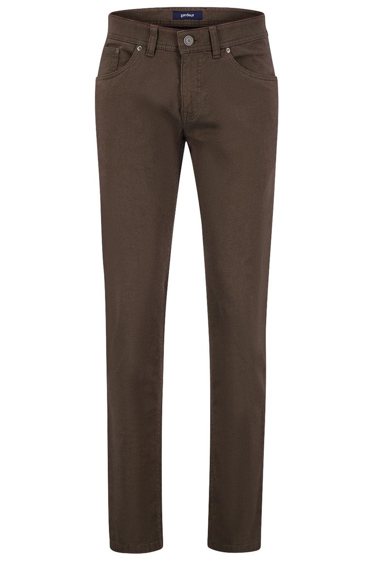 Gardeur jeans Sandro bruin effen katoen