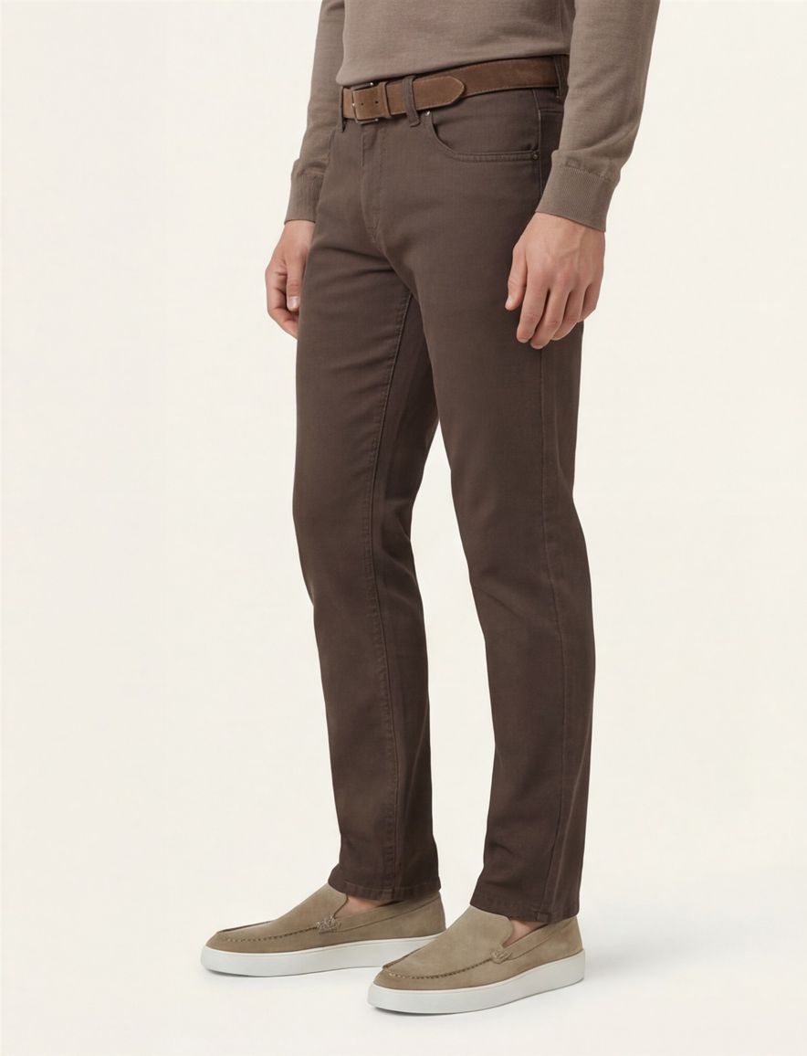 Gardeur jeans Sandro bruin effen katoen