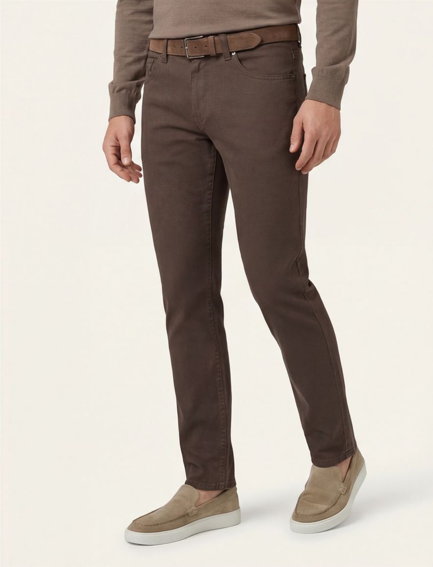 Gardeur jeans Sandro bruin effen katoen