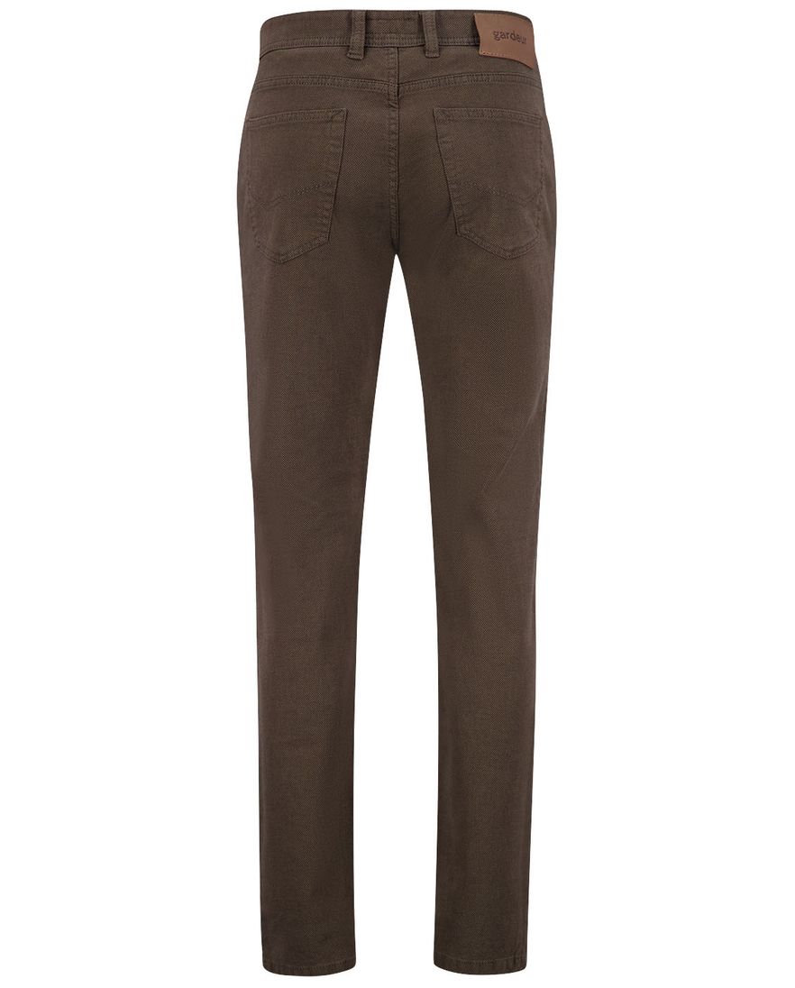 Gardeur jeans Sandro bruin effen katoen slim fit