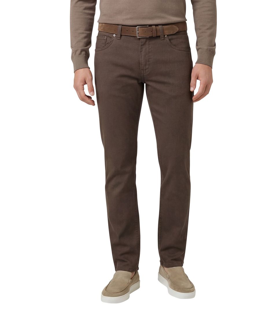 Gardeur jeans Sandro bruin effen katoen slim fit