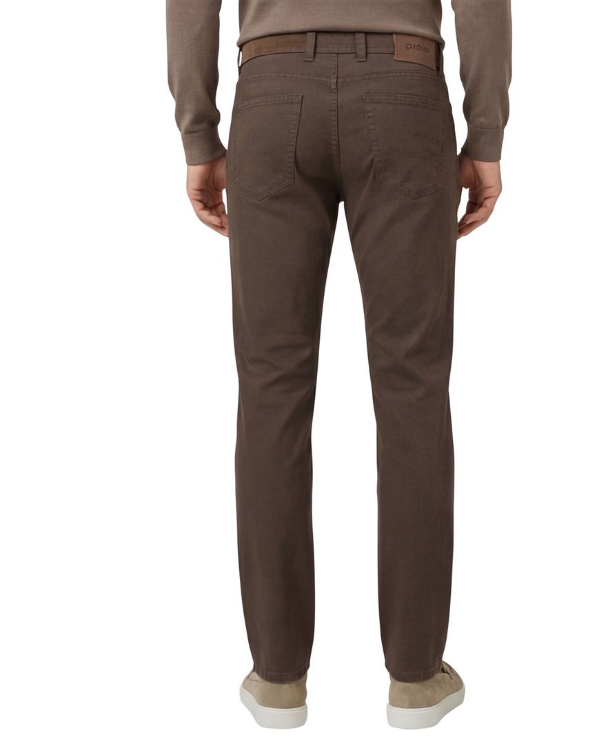 Gardeur jeans Sandro bruin effen katoen slim fit