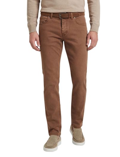 Gardeur Gardeur jeans Sandro bruin effen slim fit katoen