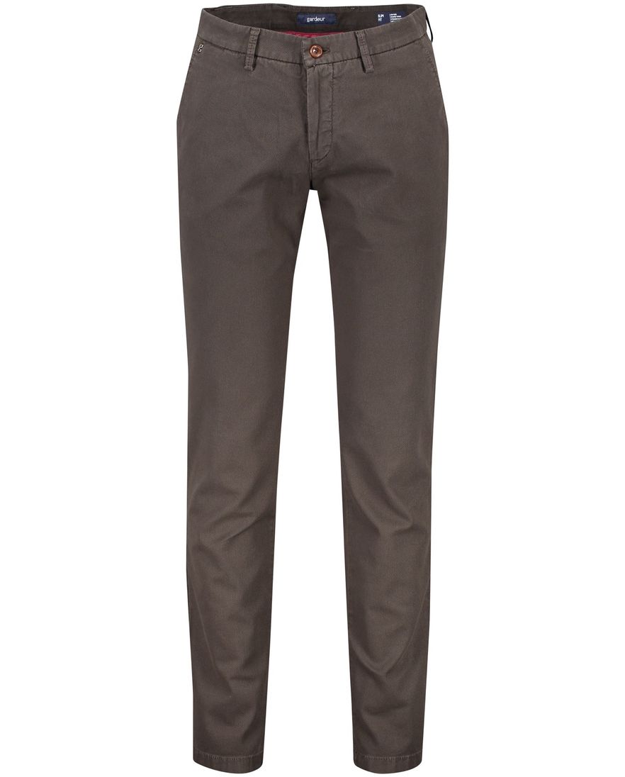 Gardeur katoenen broek bruin effen katoen Savage Slim Fit