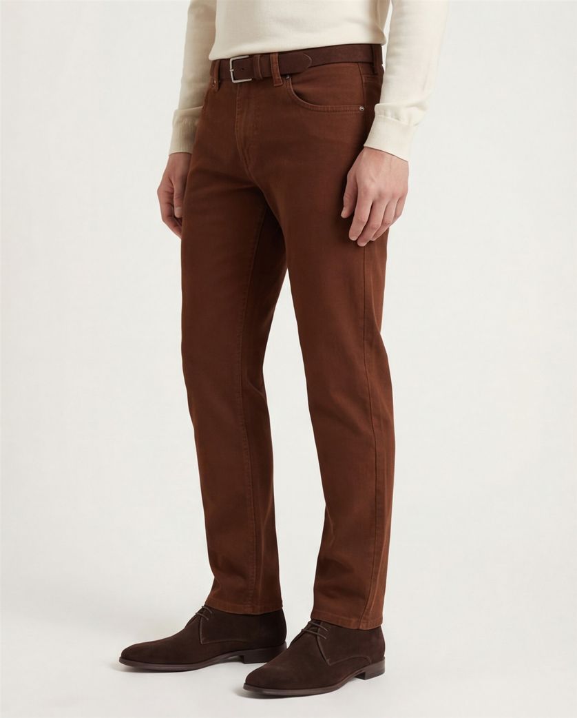 Gardeur jeans cognacbruin Bill effen katoen