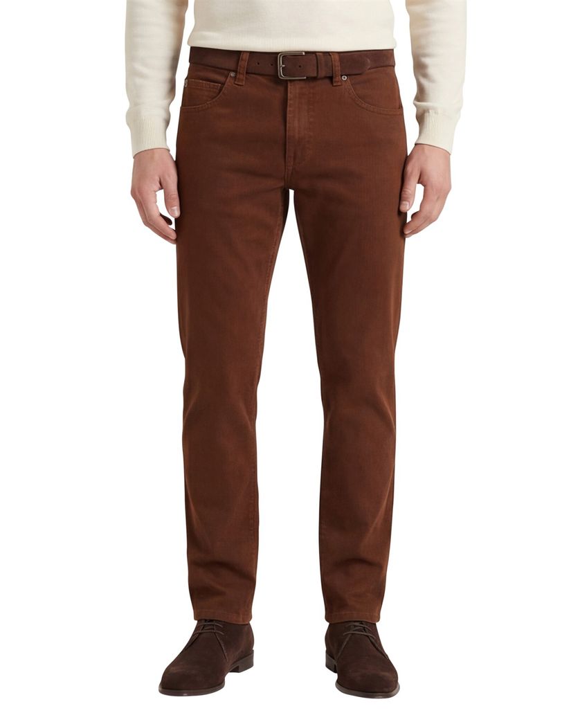 Gardeur jeans cognacbruin Bill effen katoen