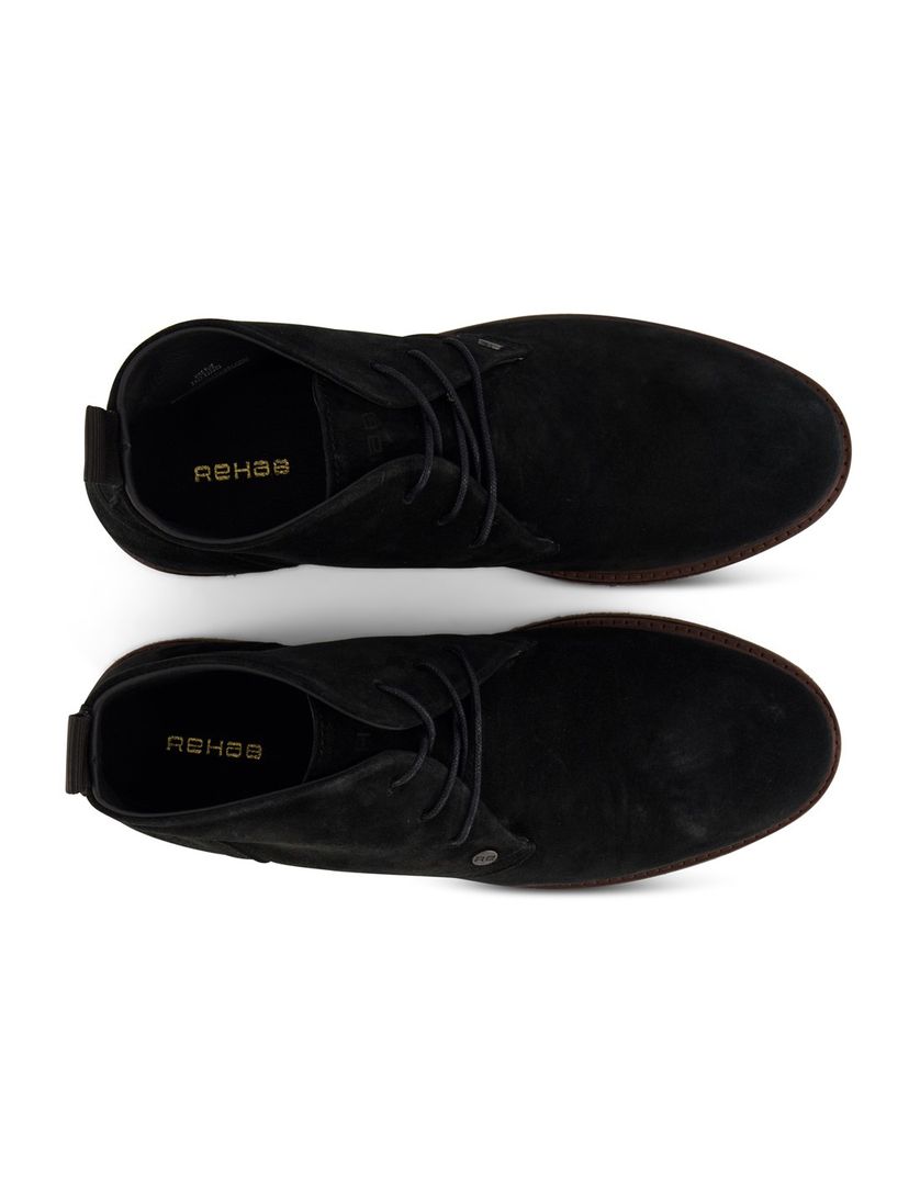 Rehab nette veterschoenen hoog zwart effen leer