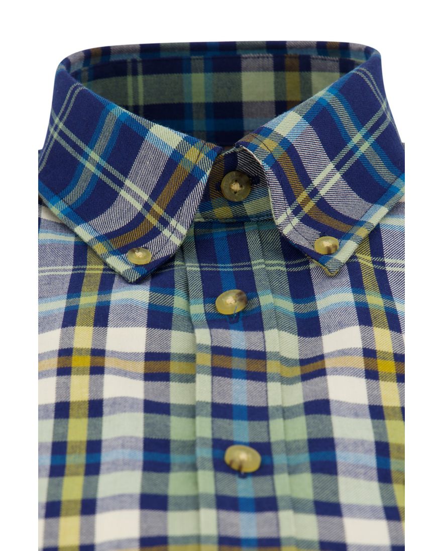 Viyella overhemd katoen blauw geruit