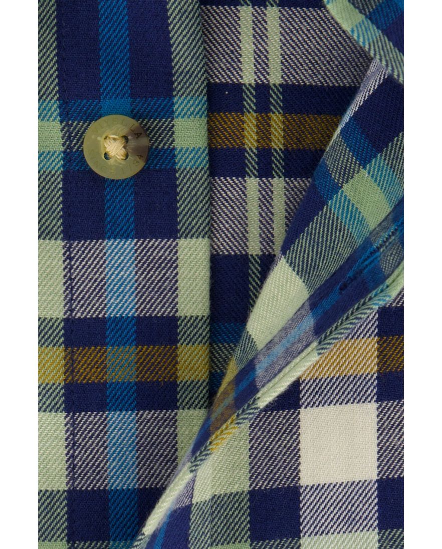 Viyella overhemd katoen blauw geruit