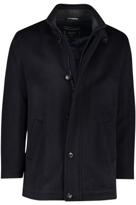 Wellington of Bilmore Wellington of Bilmore winterjas donkerblauw knopen normale fit wol en kasjmier