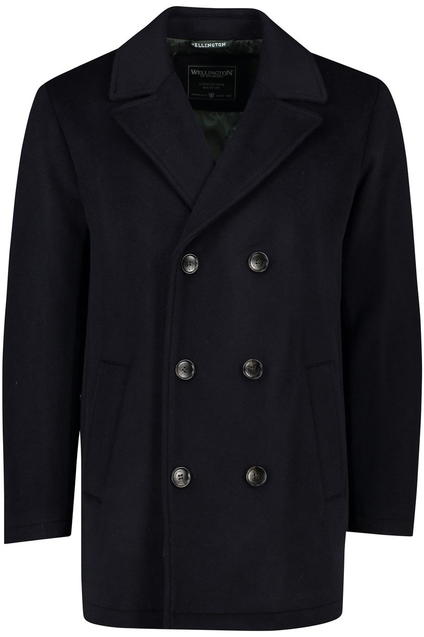 Wellington of Bilmore winterjas donkerblauw effen wol