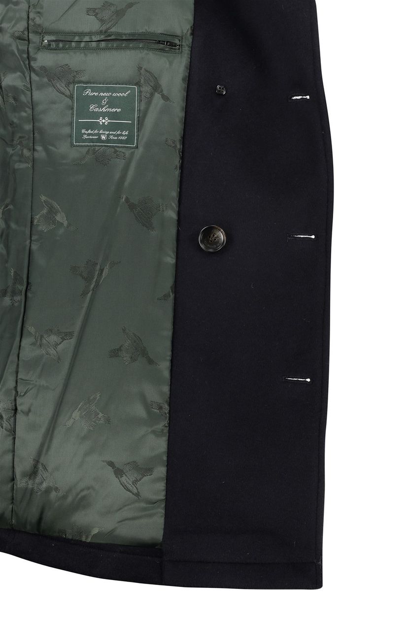 Wellington of Bilmore winterjas donkerblauw effen wol