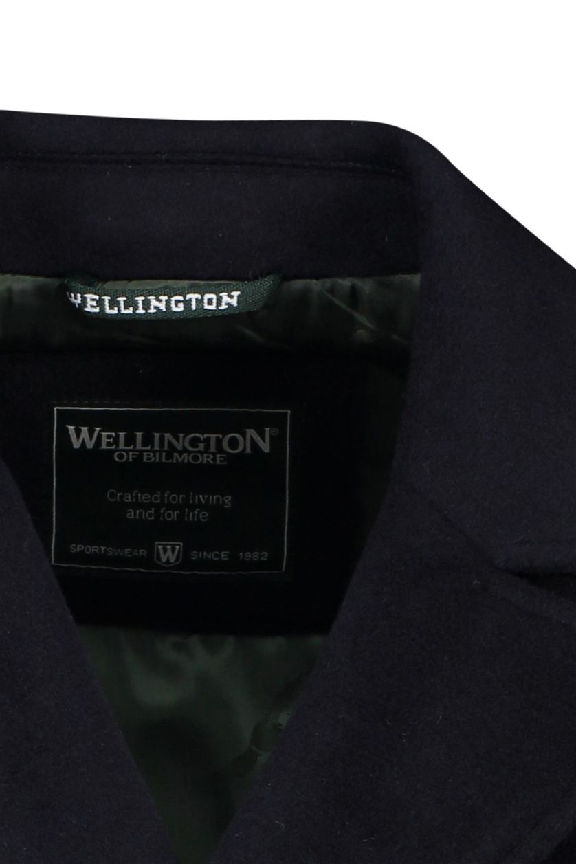 Wellington of Bilmore winterjas donkerblauw effen wol
