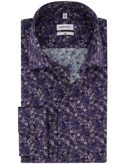 Seidensticker overhemd donkerblauw geprint