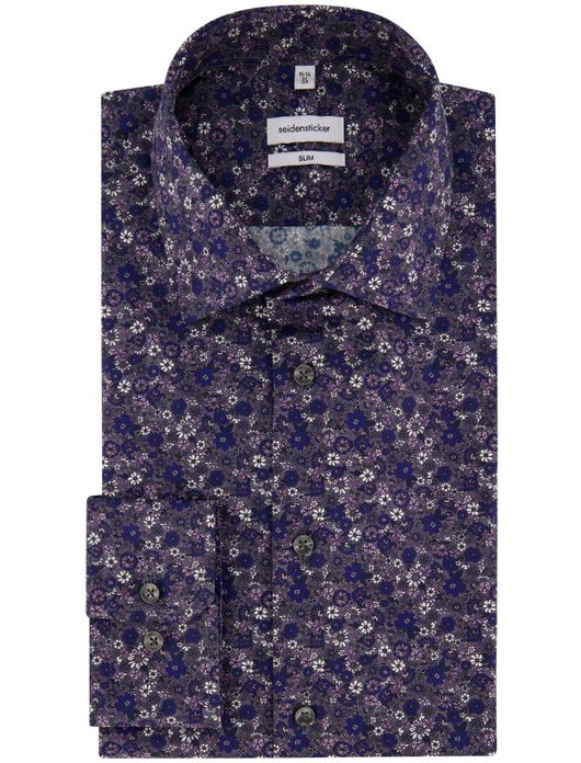 Seidensticker overhemd donkerblauw geprint