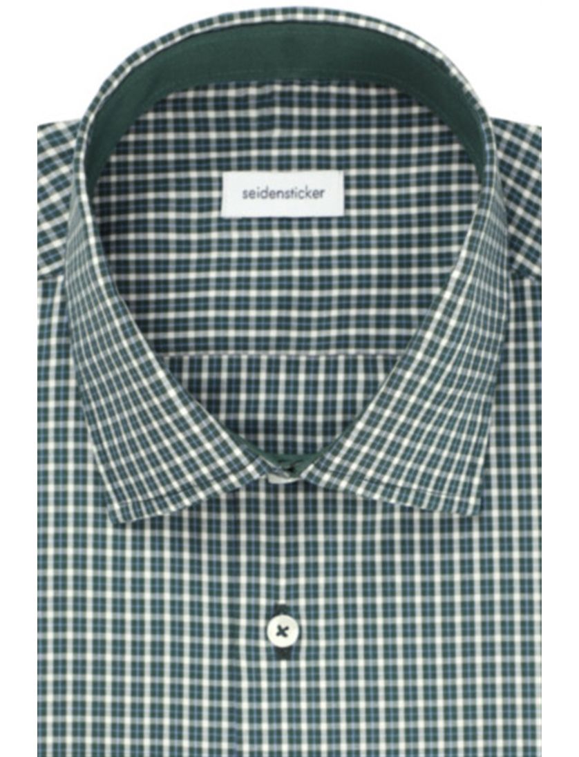 Seidensticker business overhemd Shaped Fit groen wit geruit katoen