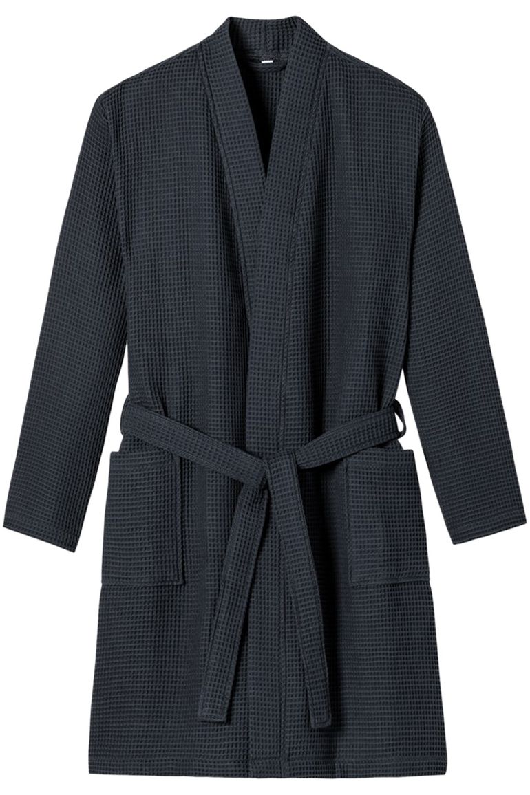 Badjas wafelkatoen Schiesser Essentials grijs