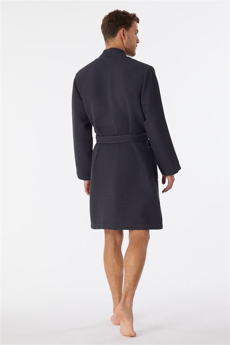 Badjas wafelkatoen Schiesser Essentials grijs