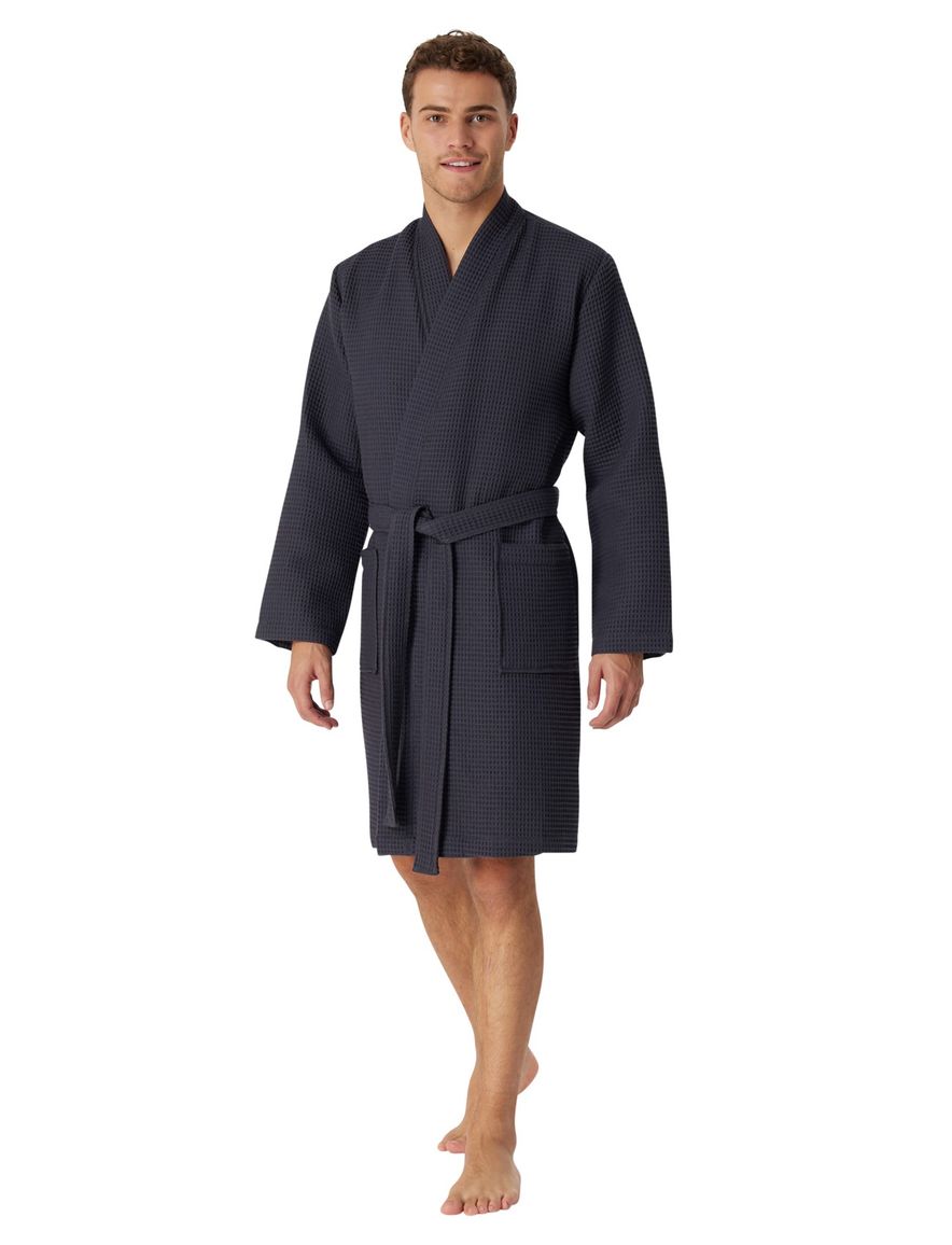 Badjas wafelkatoen Schiesser Essentials grijs