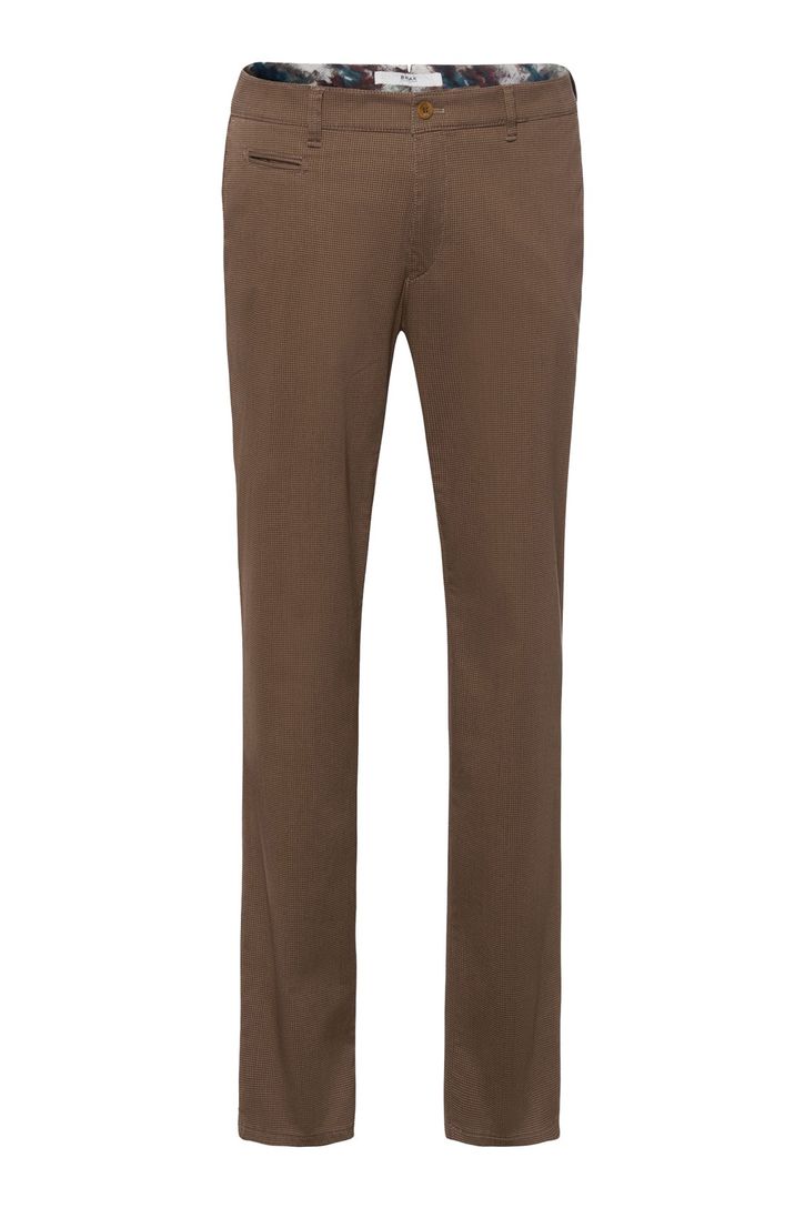 Brax katoenen broek FABIO structuur bruin gemêleerd