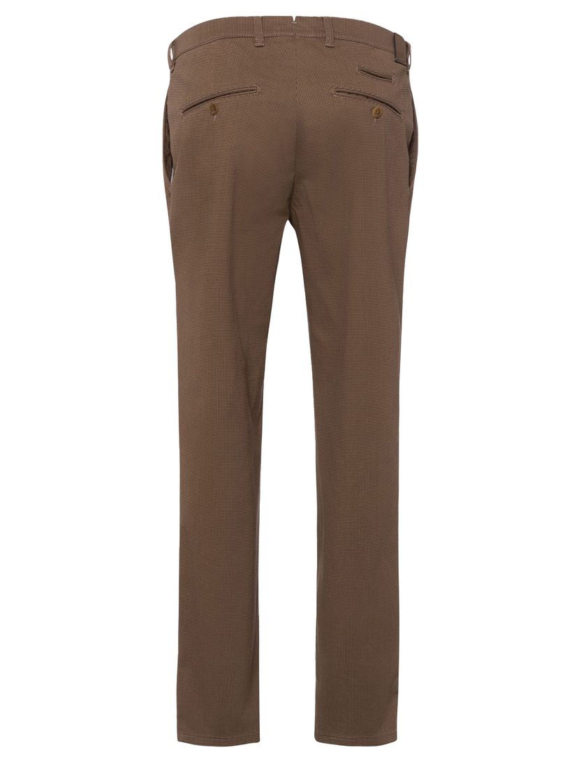 Brax katoenen broek FABIO structuur bruin gemêleerd