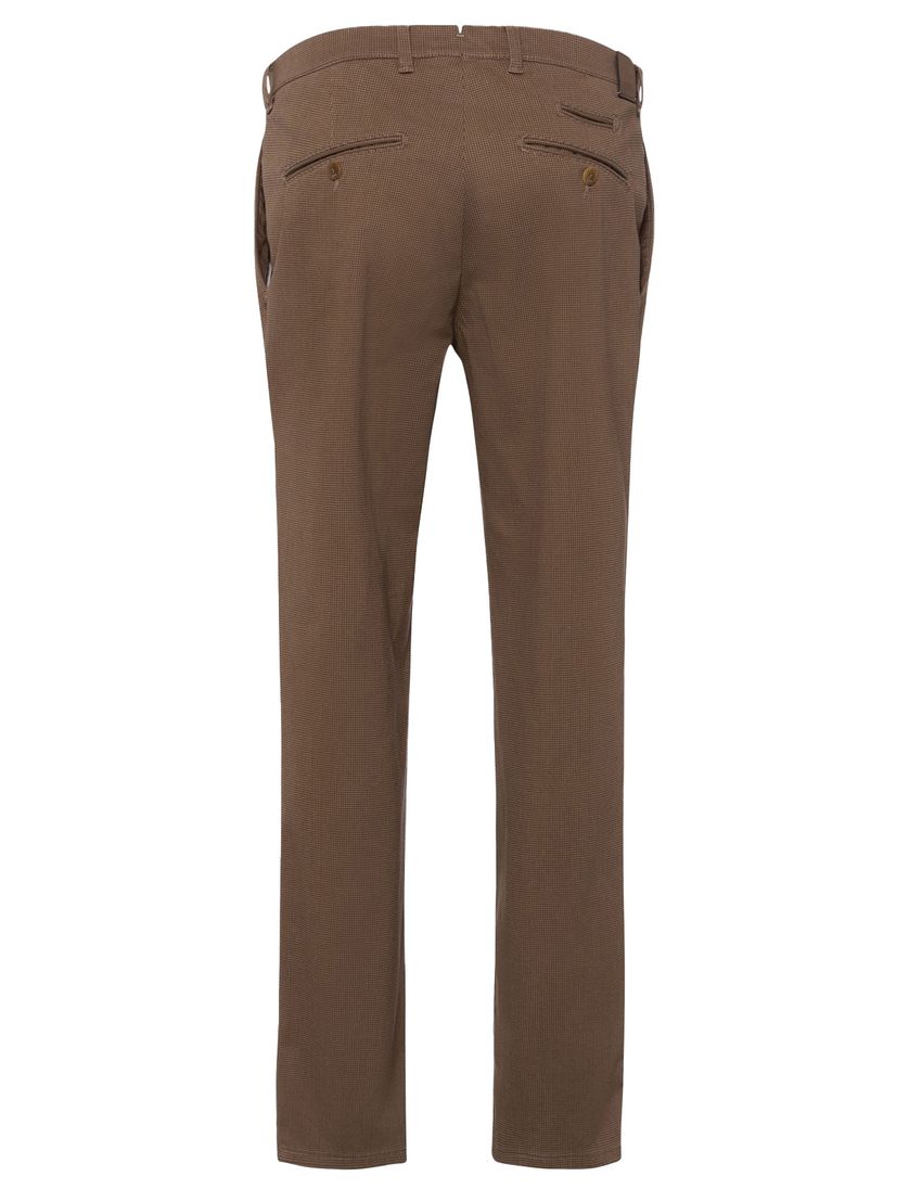 Brax katoenen broek FABIO structuur bruin gemêleerd