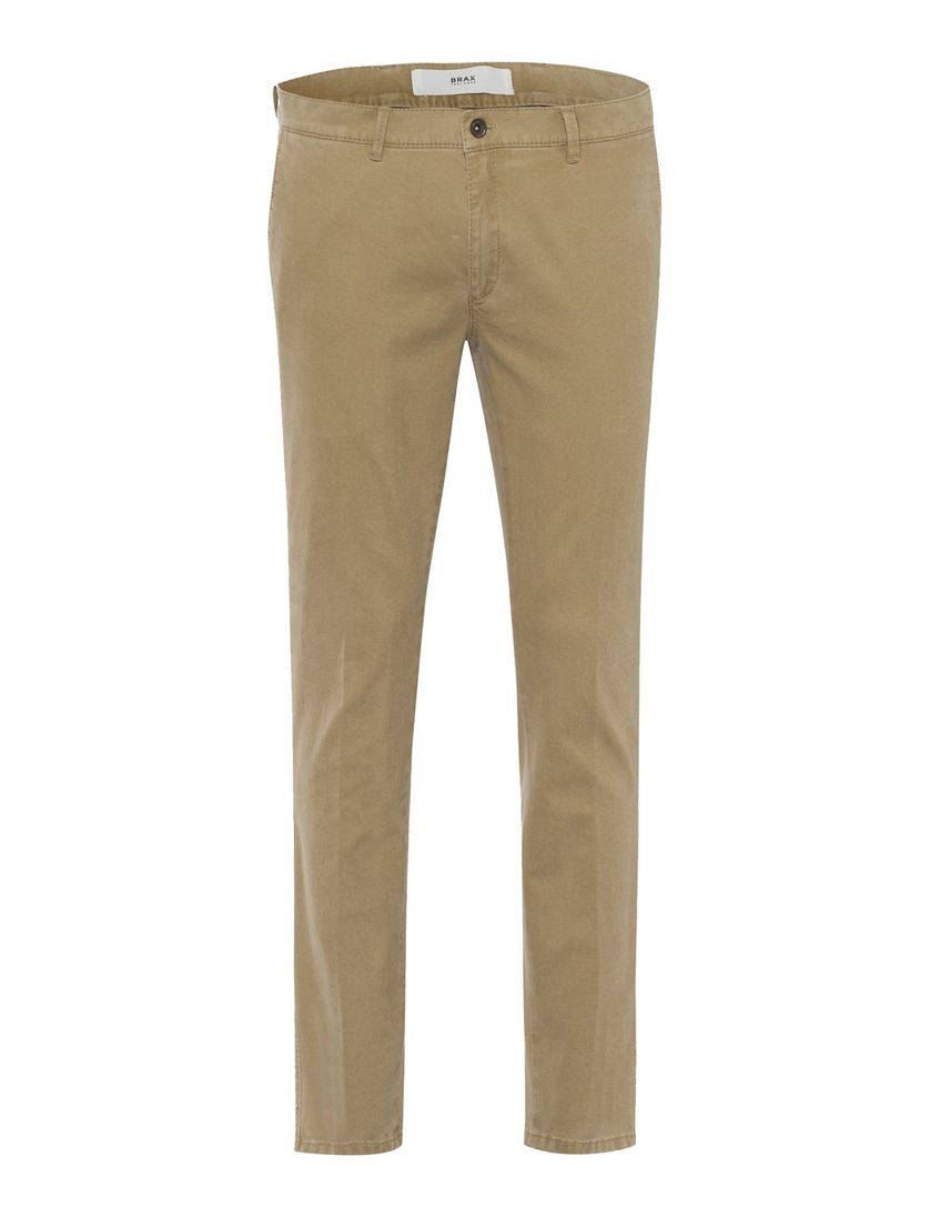 Brax chino beige effen katoen SILVIO bruine knoop
