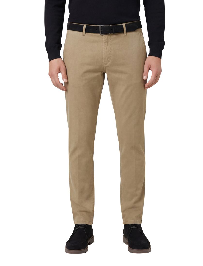 Brax chino beige effen katoen SILVIO bruine knoop