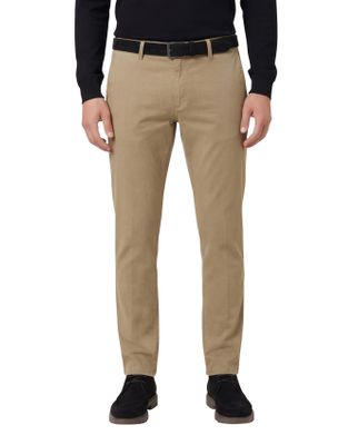 Brax Brax katoenen broek beige effen SILVIO bruine knoop