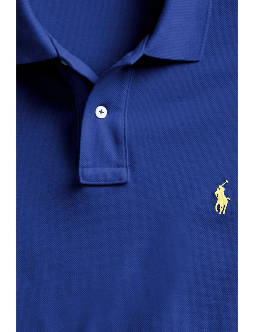 2 knoops Polo Ralph Lauren polo slim fit blauw effen katoen
