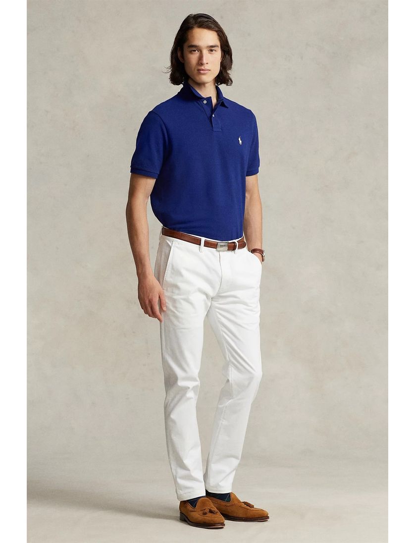 2 knoops Polo Ralph Lauren polo slim fit blauw effen katoen