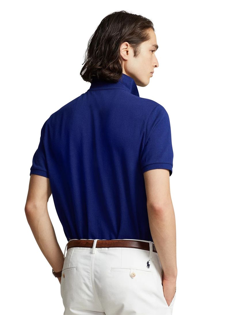 2 knoops Polo Ralph Lauren polo slim fit blauw effen katoen