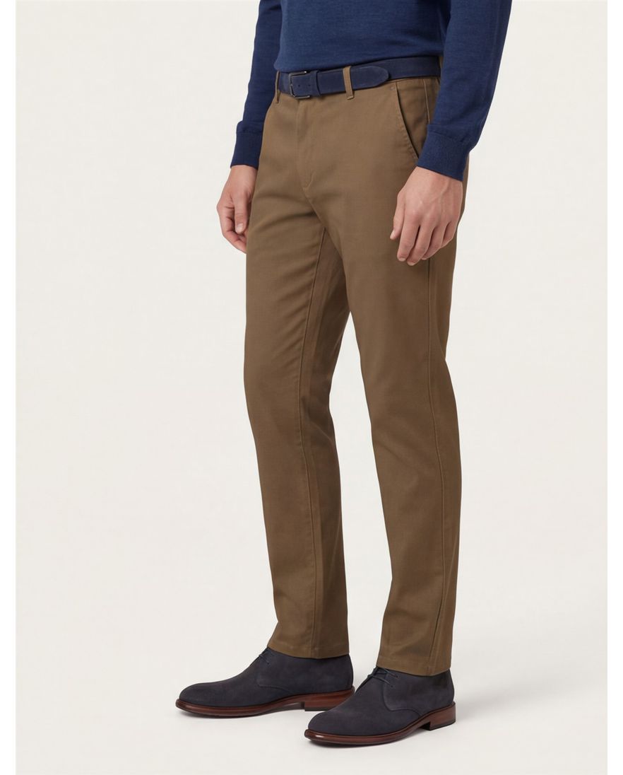 Eurex katoenen broek effen bruin