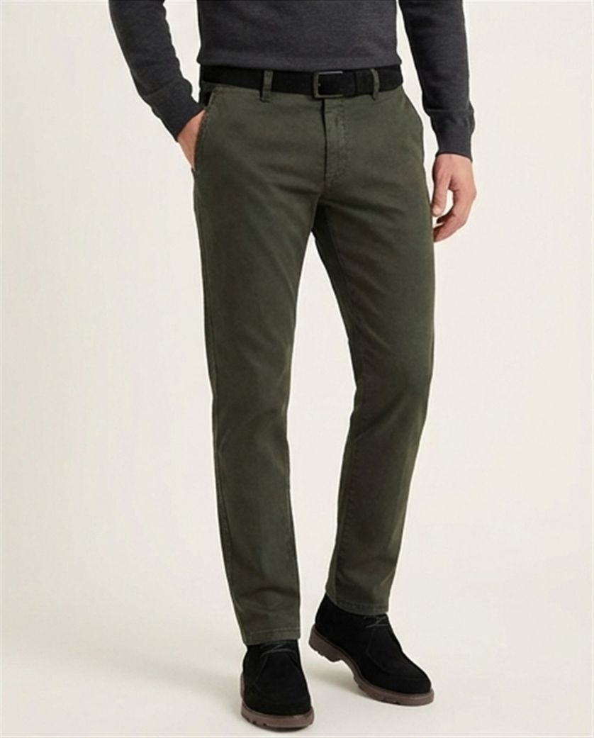 donkergroene Eurex chino Jim stretch