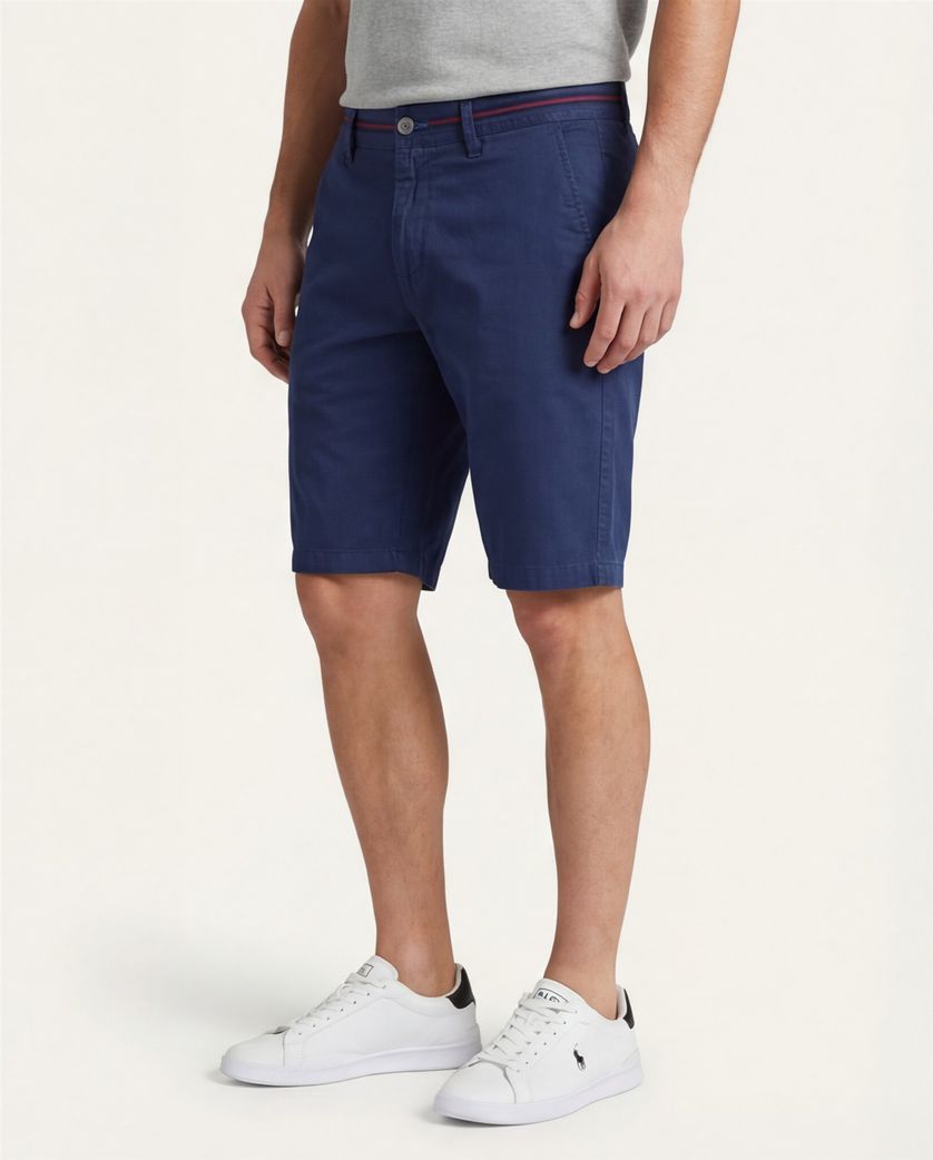 Portofino bermuda donkerblauw slim fit katoen