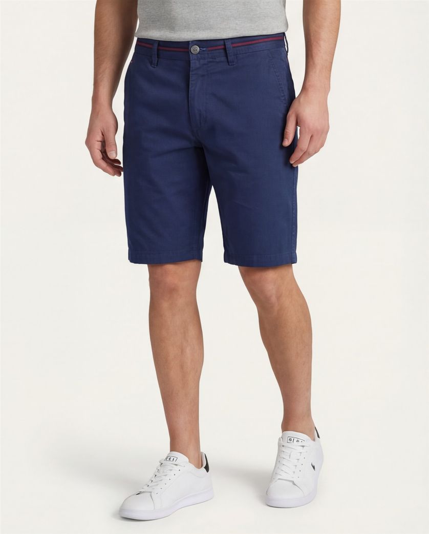 Portofino bermuda donkerblauw slim fit katoen