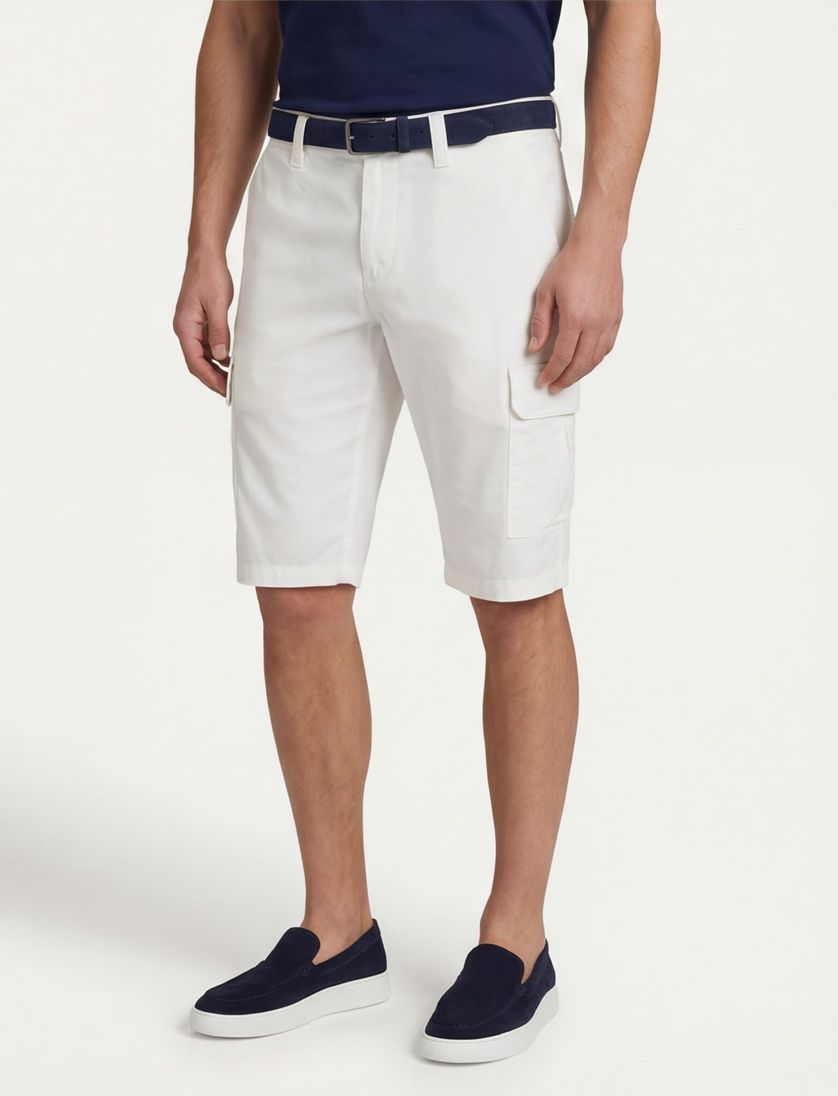 Portofino Katoenen bermuda wit slim fit Mane Latina