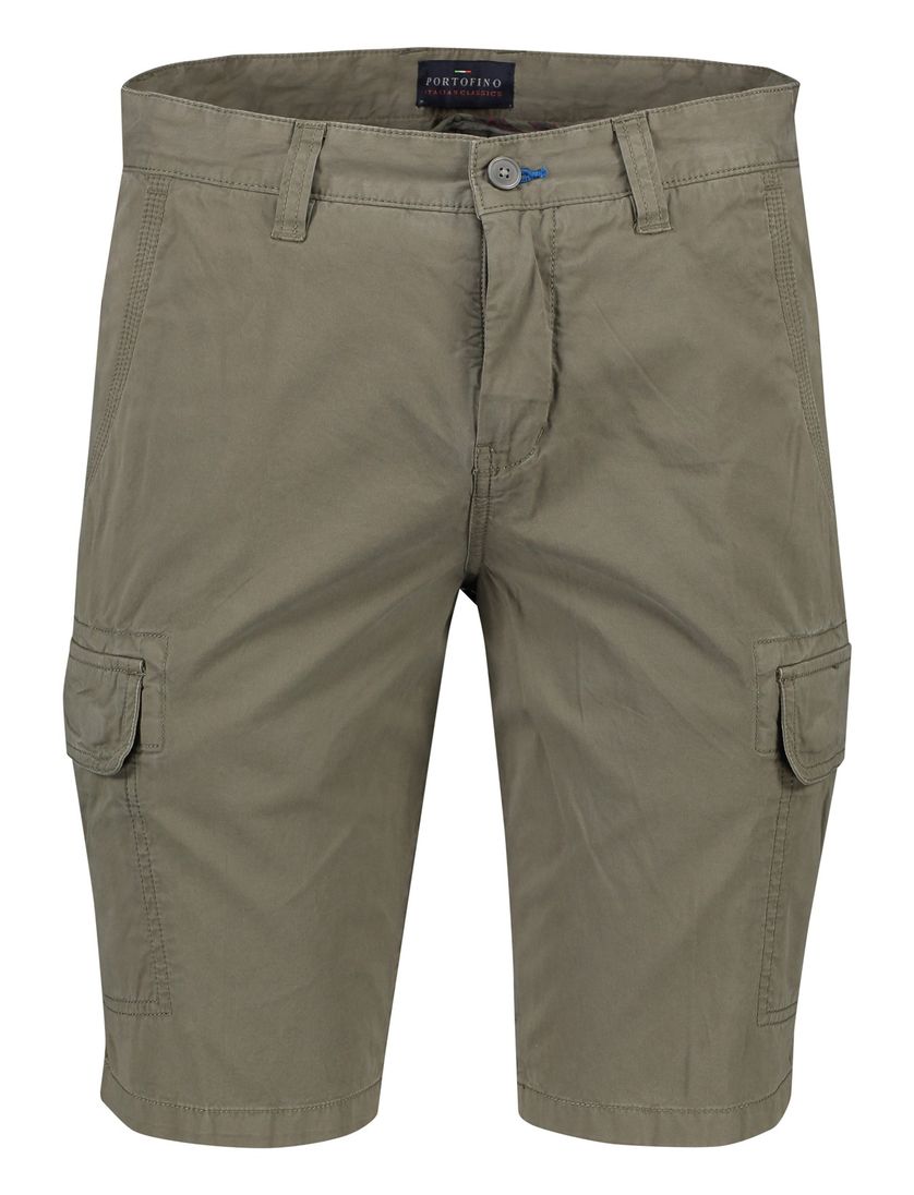 Portofino Mane Latina katoenen bermuda slim fit donkergroen