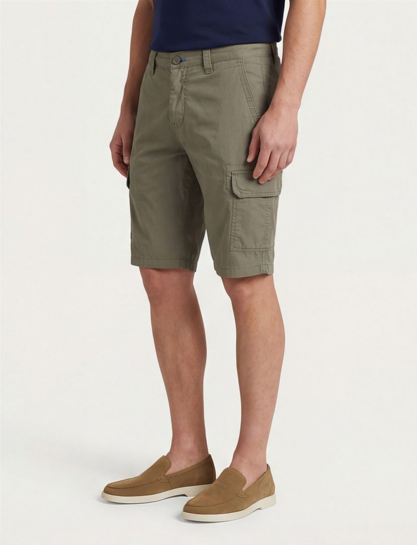 Portofino Mane Latina katoenen bermuda slim fit donkergroen