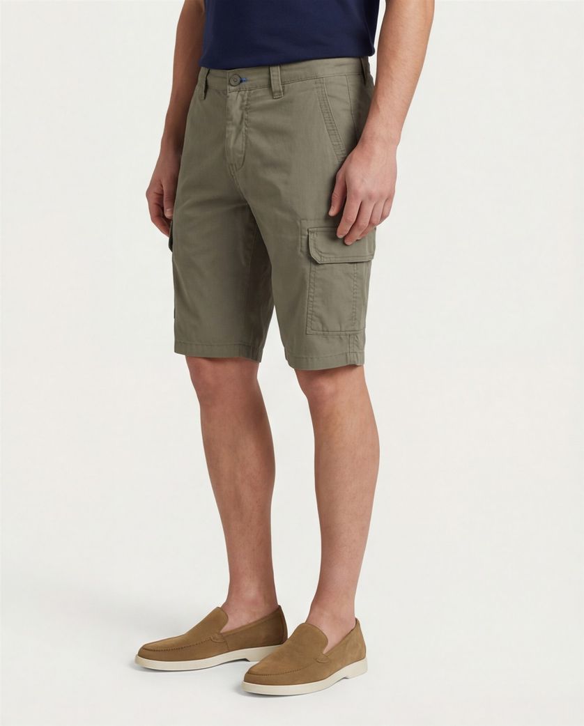 Portofino Mane Latina katoenen bermuda slim fit donkergroen