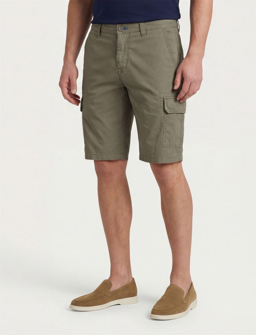 Portofino Mane Latina katoenen bermuda slim fit donkergroen