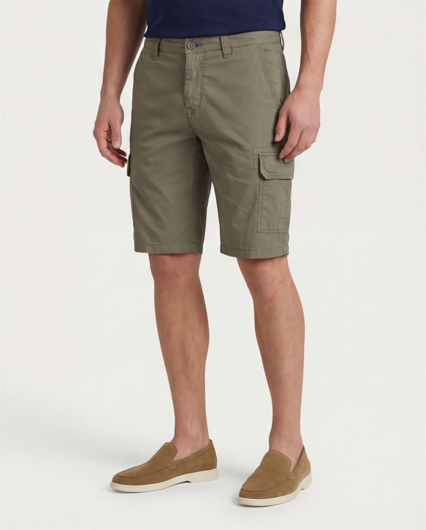 Portofino Mane Latina katoenen bermuda slim fit donkergroen