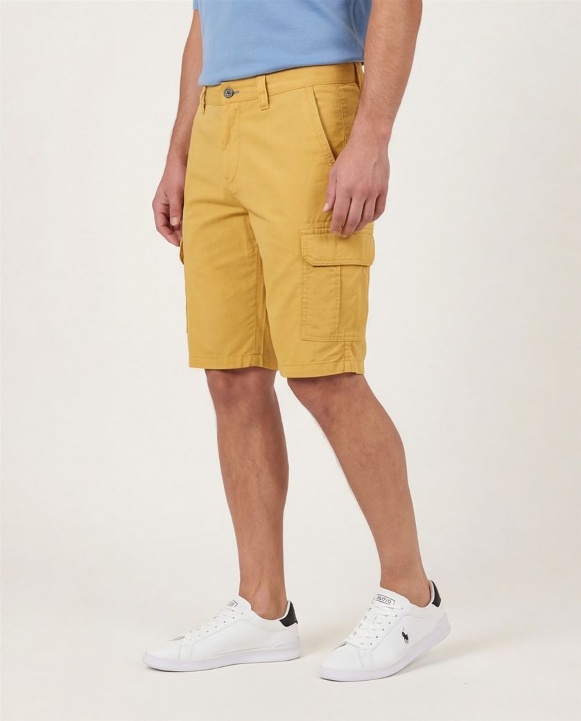 Portofino Mane Latina katoenen slim fit gele bermuda