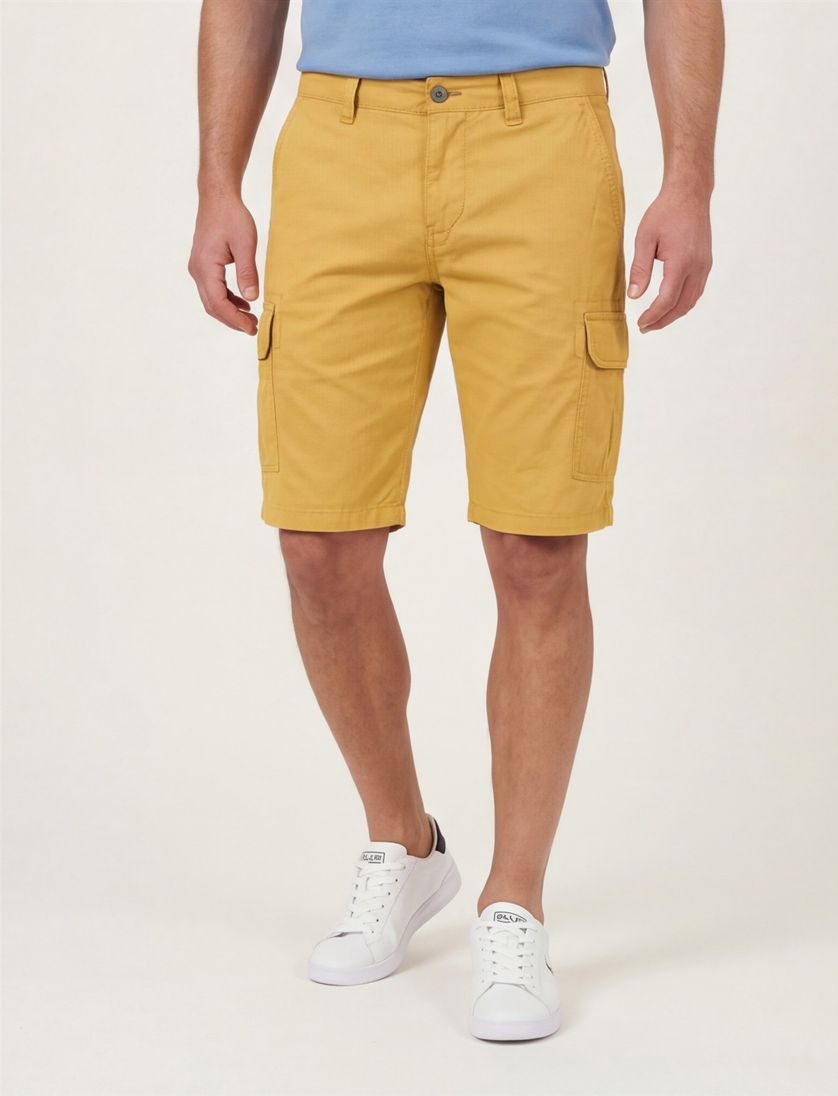 Portofino Mane Latina katoenen slim fit gele bermuda