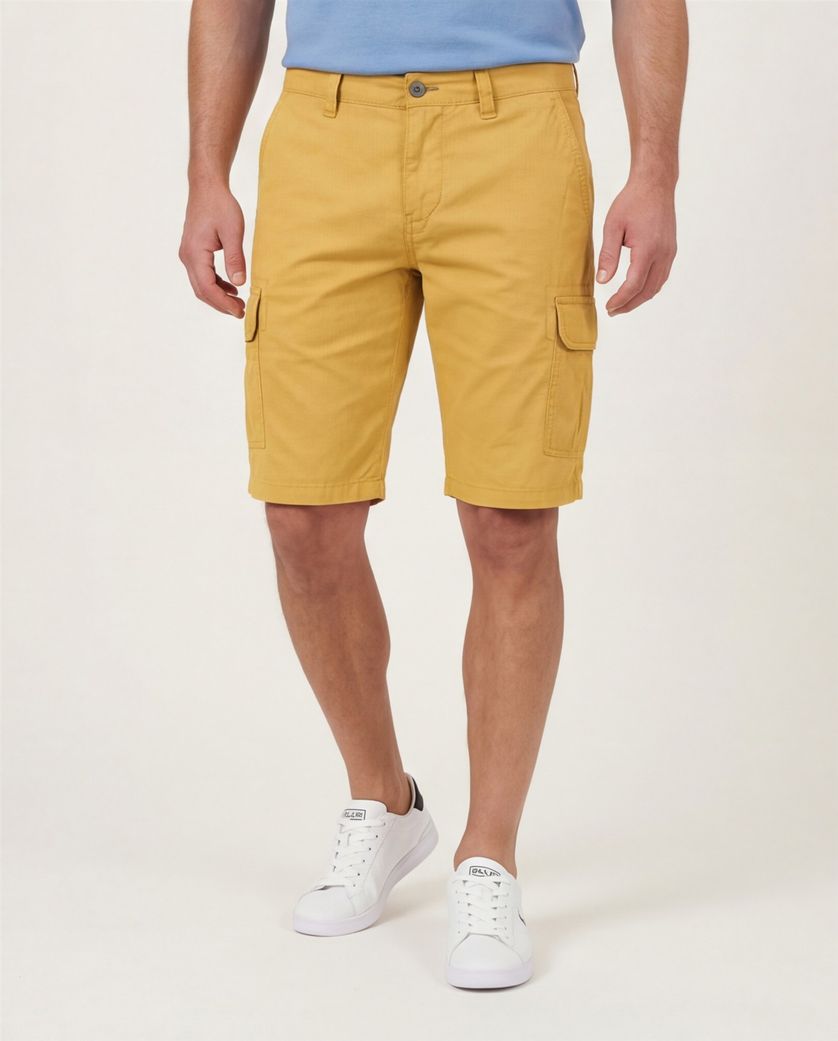 Portofino Mane Latina katoenen slim fit gele bermuda